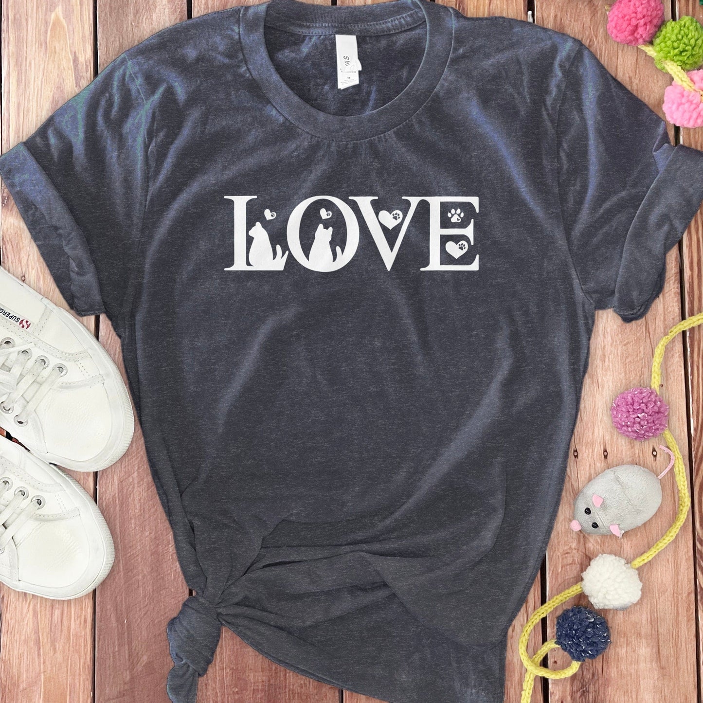 Love Graphic Tee with Pet Silhouette Shirt product type