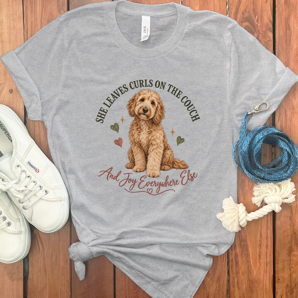Couch Curls Doodle T-Shirt in Athletic Heather / S by Puppy Jo