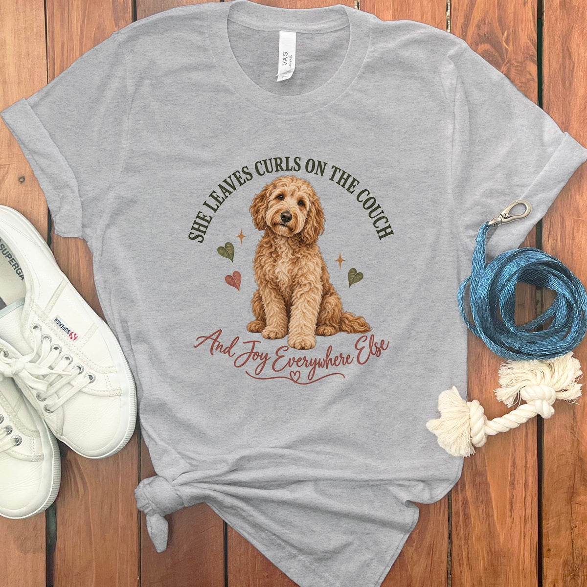 Couch Curls Doodle T-Shirt in Athletic Heather / S by Puppy Jo