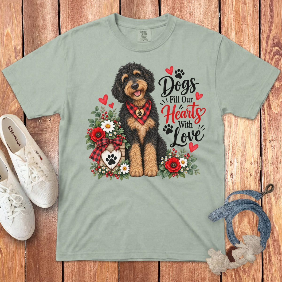 Phantom Goldendoodle Hearts Love Signature T-Shirt
