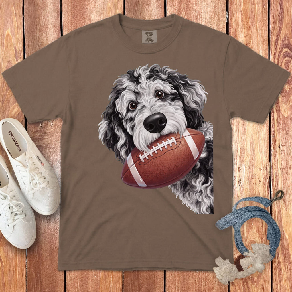 Merle Goldendoodle Football Signature T-Shirt in Espresso / S by Puppy Jo