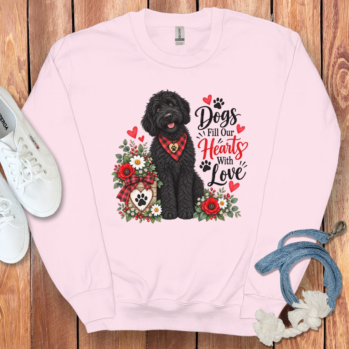 Black Goldendoodle Hearts Love Sweatshirt