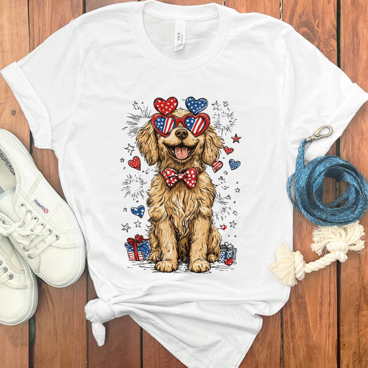 Cute Patriotic Dog with Heart Sunglasses T-shirt product