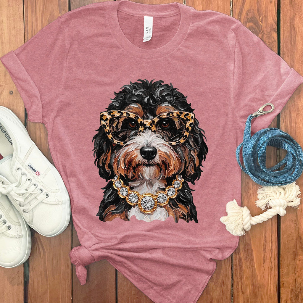 Bernedoodle Glam T-Shirt in Heather Mauve / S by Puppy Jo