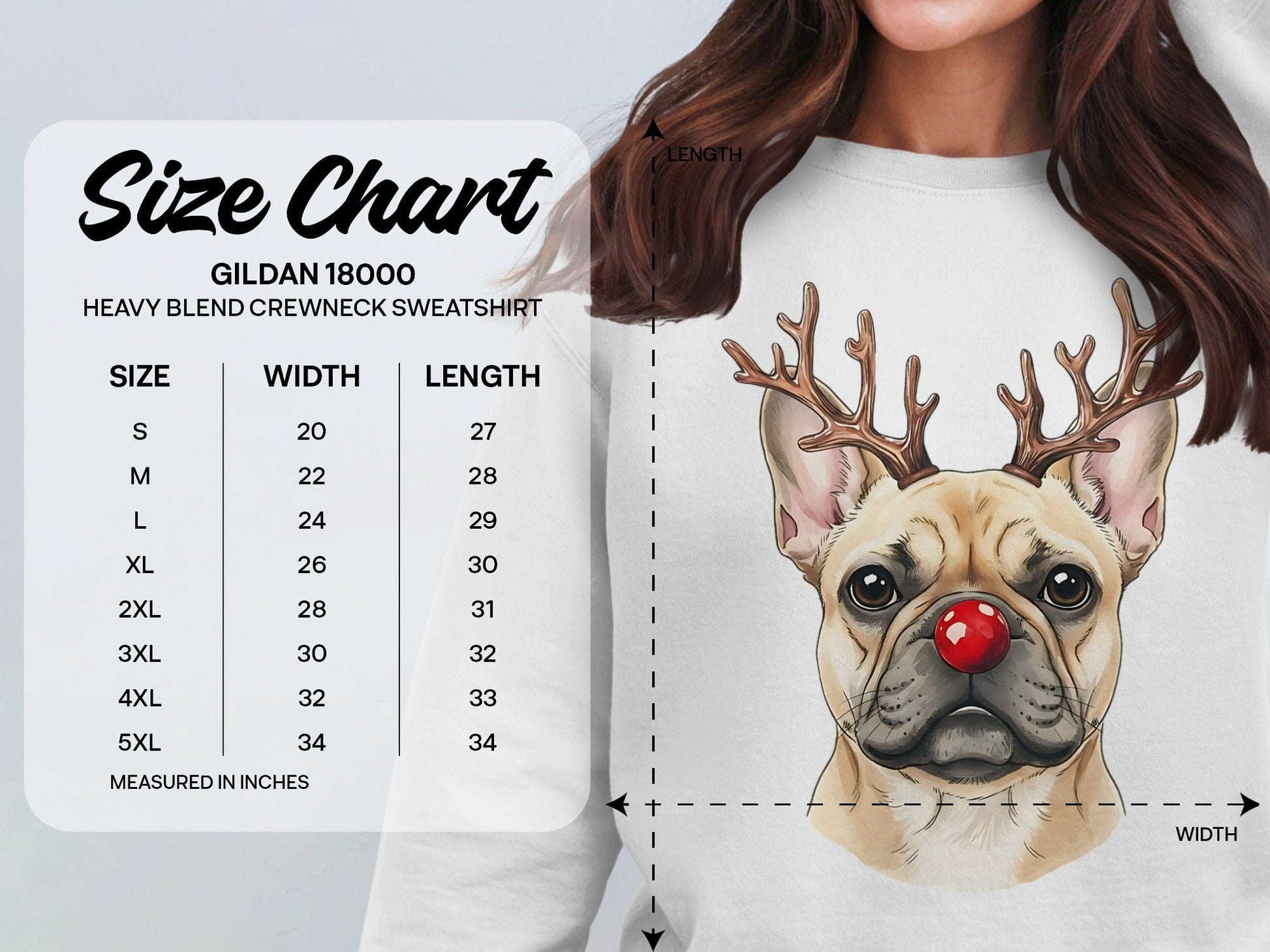 Funny French Bulldog with Reindeer Antlers Sweatshirt