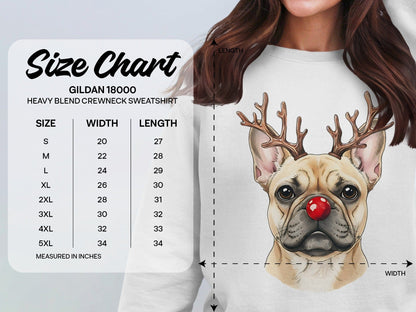 Funny French Bulldog with Reindeer Antlers Sweatshirt