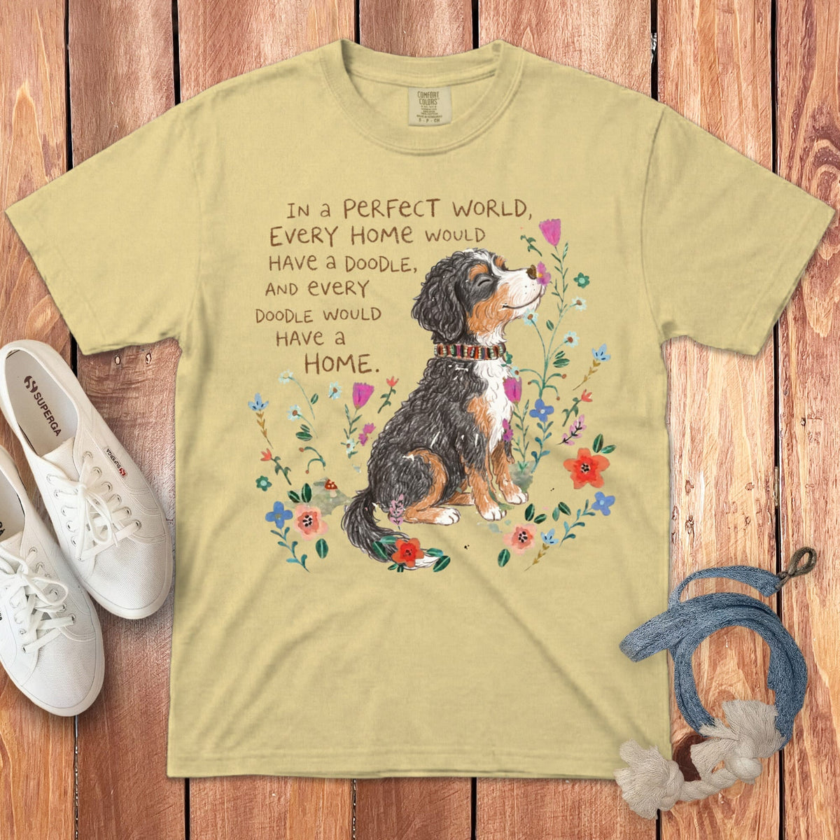 Perfect World Bernedoodle Signature T-Shirt in Butter / S by Puppy Jo