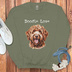 Doodle Love Graphic Sweatshirt with Dog Illustration