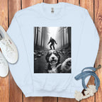 Bigfoot with Dog in Forest Selfie Long Sleeve Shirt