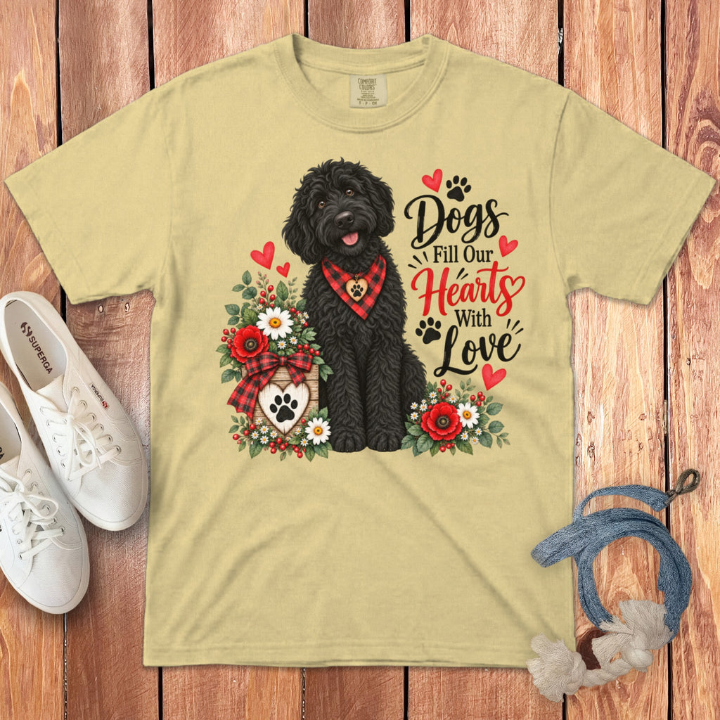 Black Goldendoodle Hearts Love Signature T-Shirt