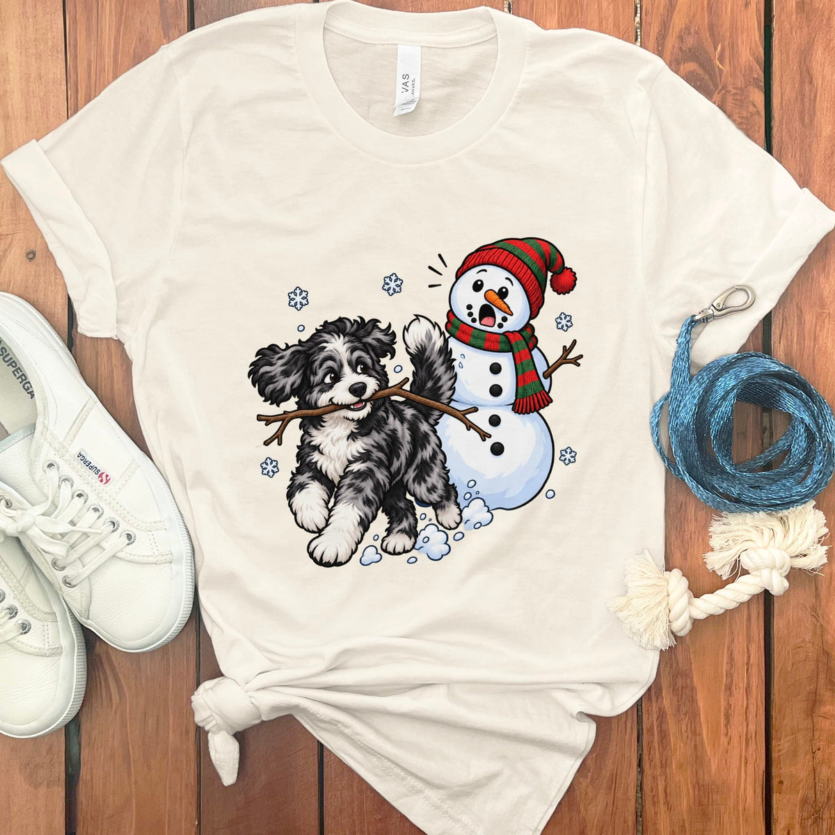 Merle Goldendoodle Snowman T-Shirt in Natural / S by Puppy Jo
