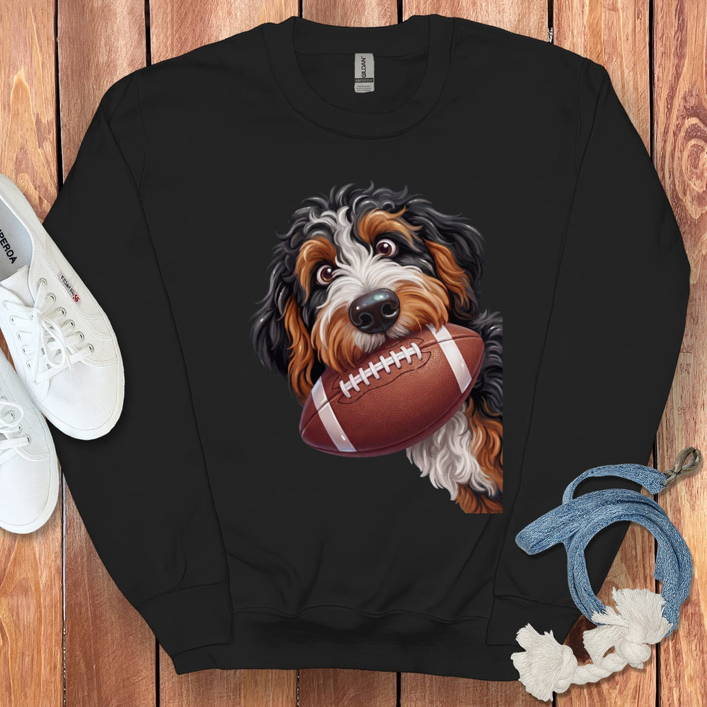 Bernedoodle Football Sweatshirt in Black / S by Puppy Jo