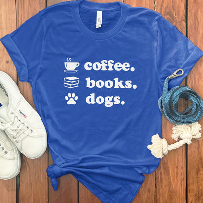 Coffee Books Dogs Graphic T Shirt Casual Fun Product