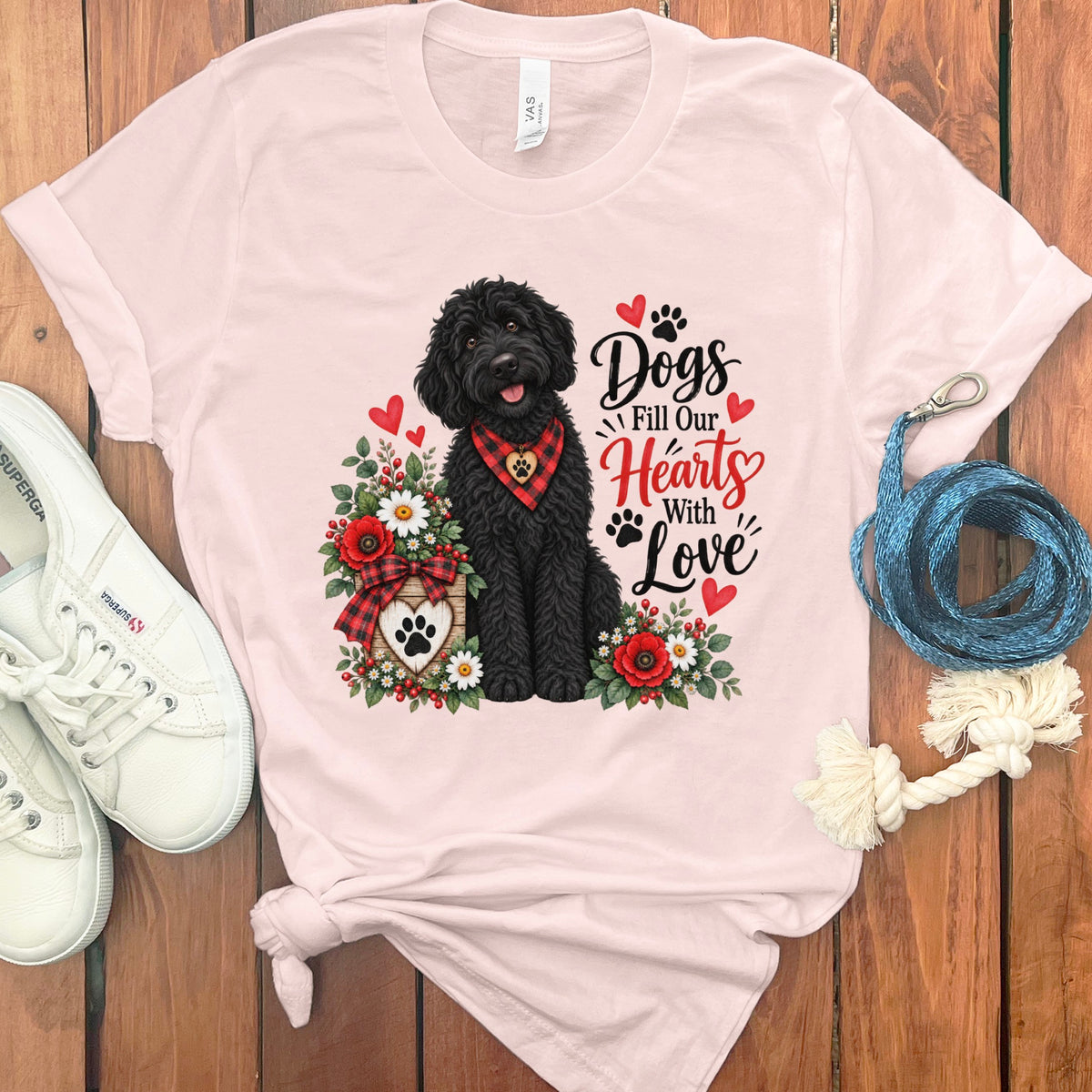 Black Goldendoodle Hearts Love T-Shirt