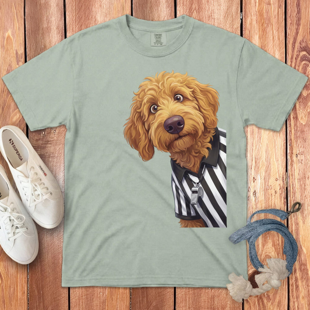 Apricot Goldendoodle Football Referee Signature T-Shirt in Bay / S by Puppy Jo