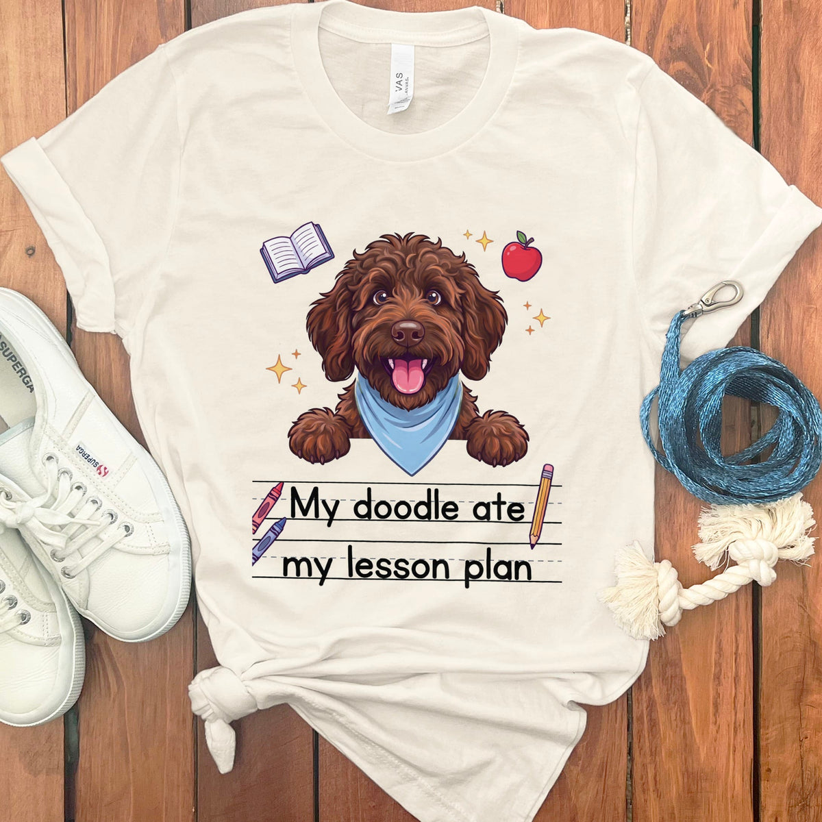 Chocolate Goldendoodle Ate Lesson T-Shirt in Natural / S by Puppy Jo
