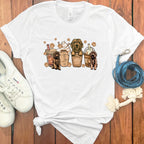 Dog Paw Prints Coffee and Puppies Graphic Tee