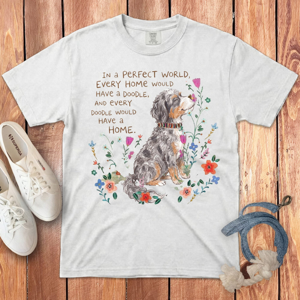 Perfect World Aussiedoodle Signature T-Shirt in White / S by Puppy Jo