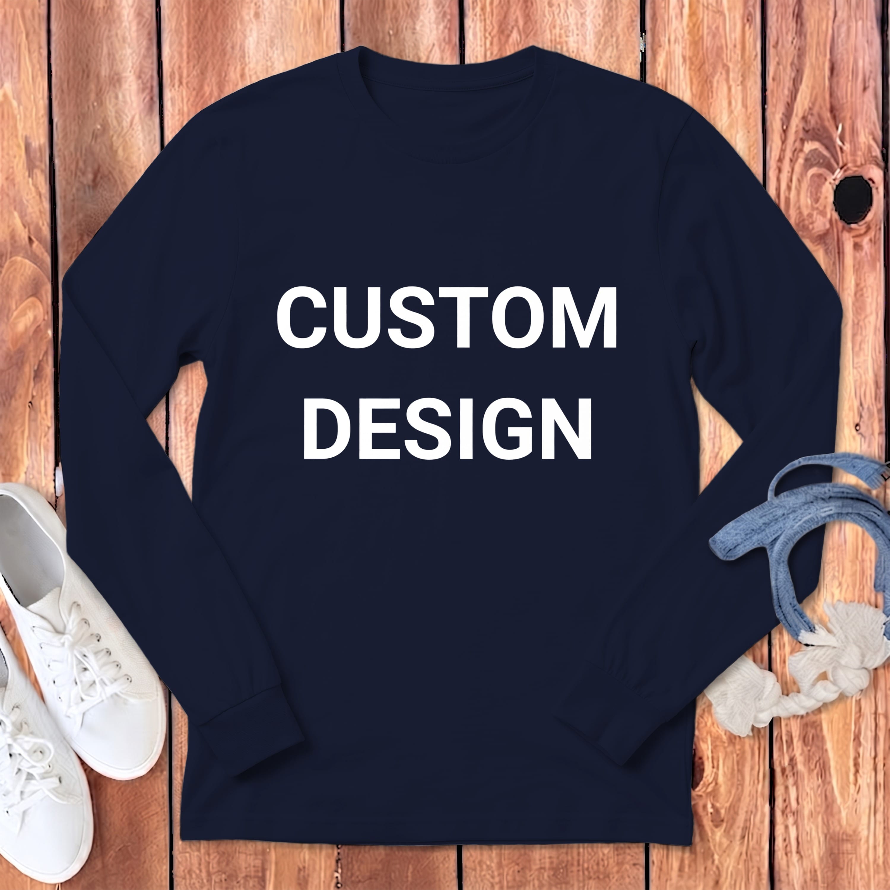 Your Ideas - One of a Kind Design - Custom Long Sleeve T-Shirt in S / Navy / Long Sleeve T-Shirts by Puppy Jo