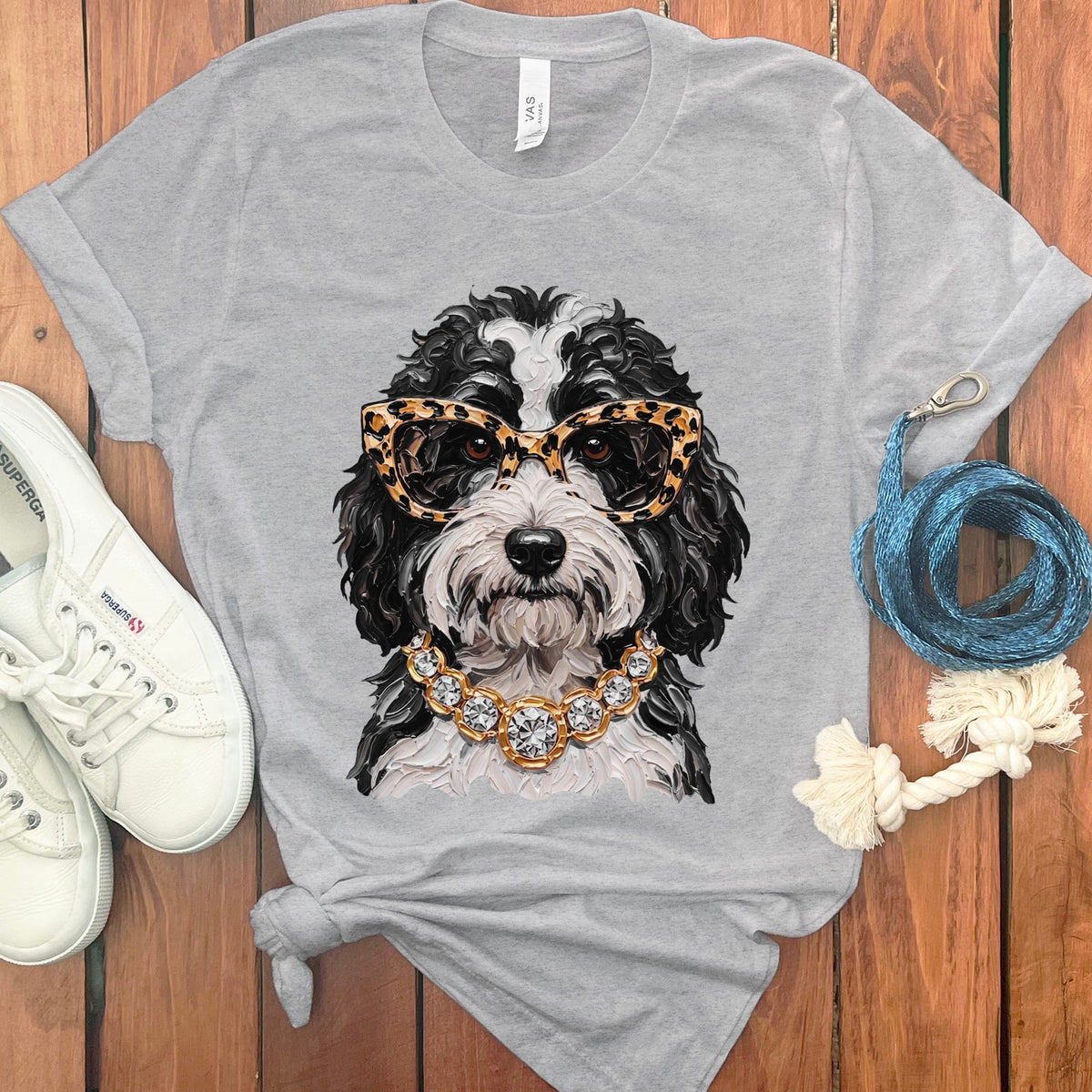 Sheepadoodle Glam T-Shirt in Athletic Heather / S by Puppy Jo