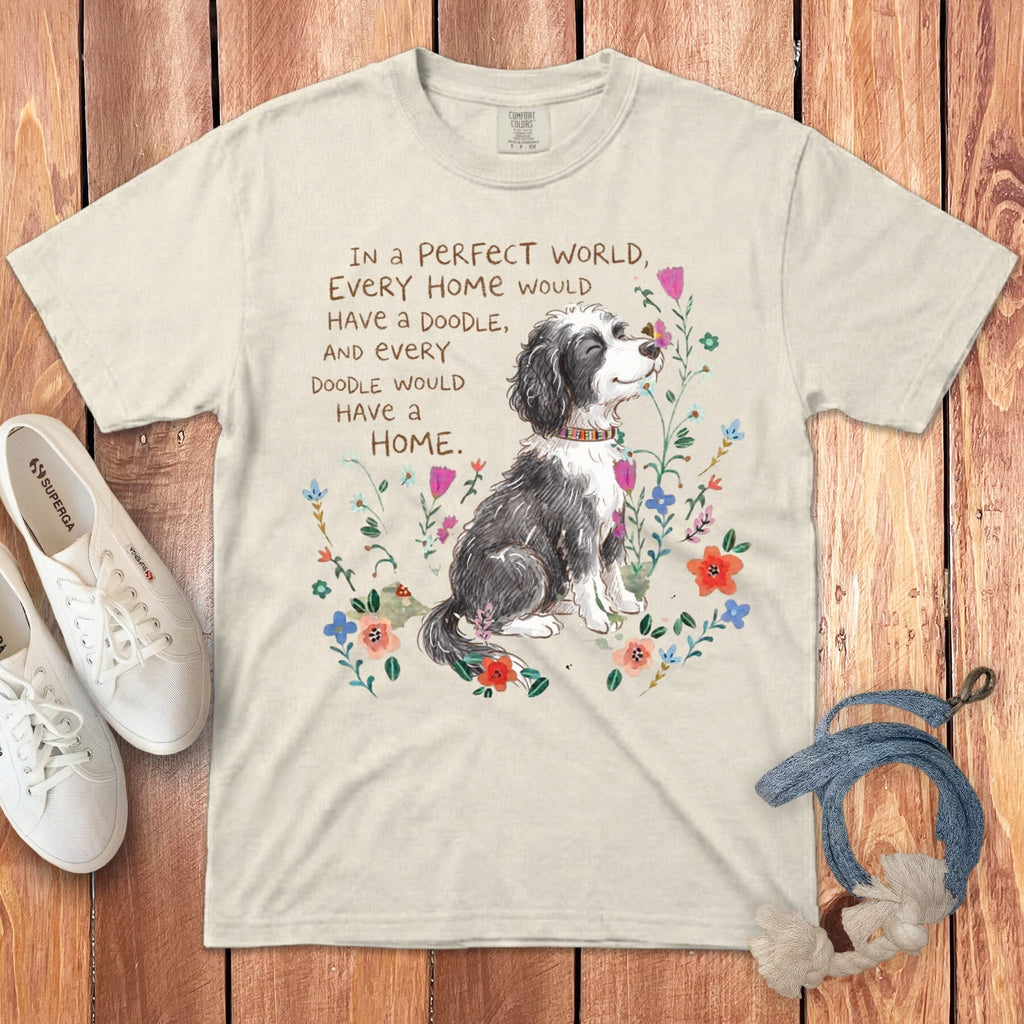 Perfect World Sheepadoodle Signature T-Shirt in Ivory / S by Puppy Jo