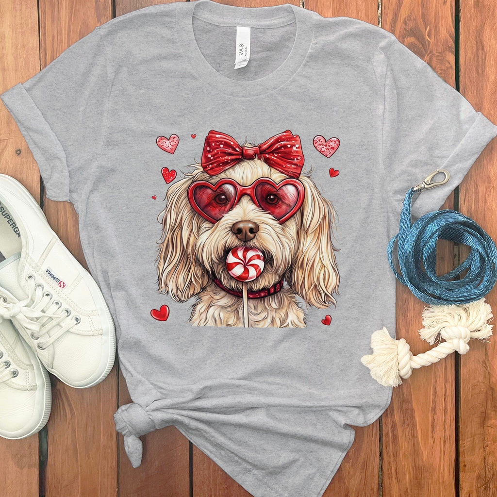 Cute Dog with Heart Glasses and Bow T-Shirt