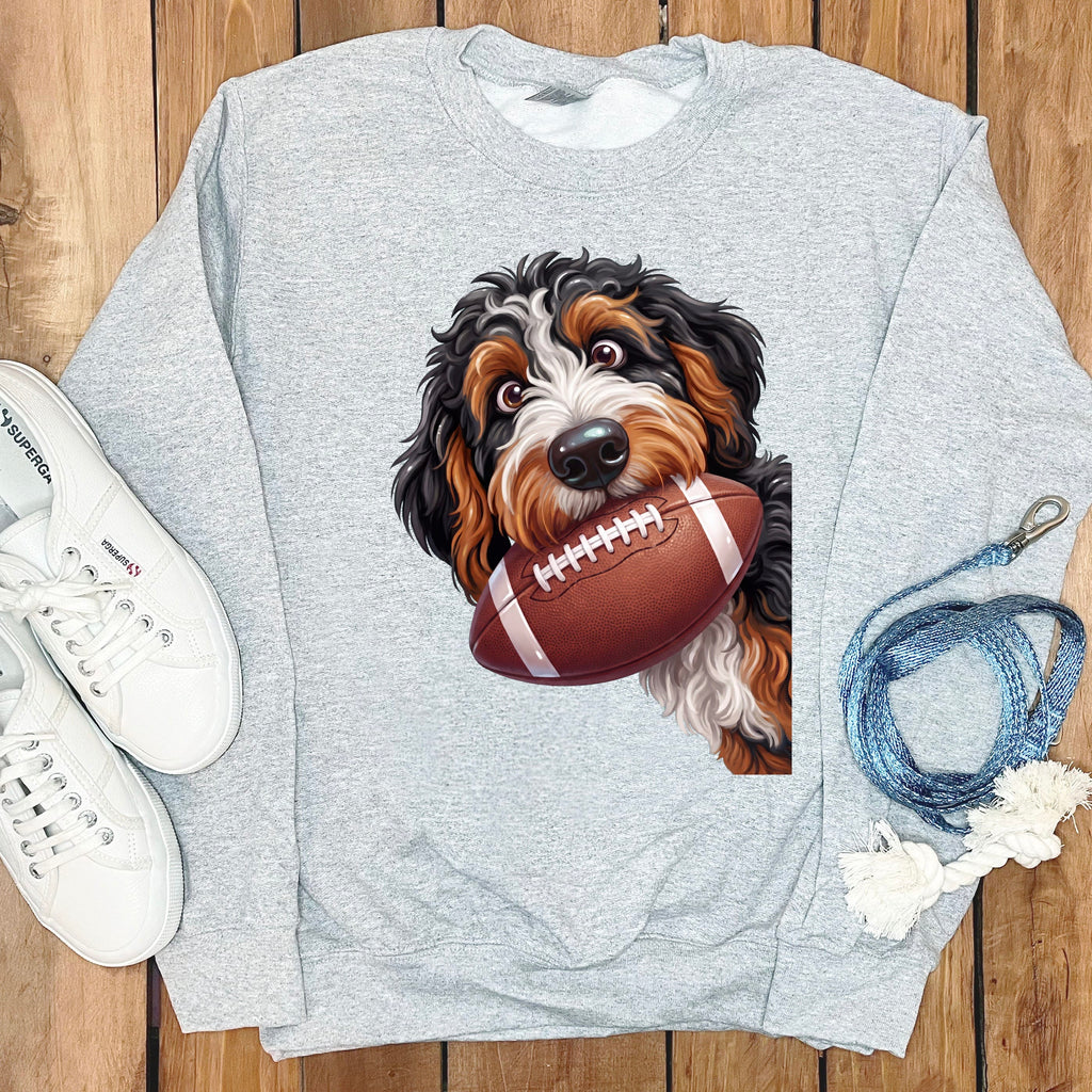 Bernedoodle Football Sweatshirt in Sport Grey / S by Puppy Jo