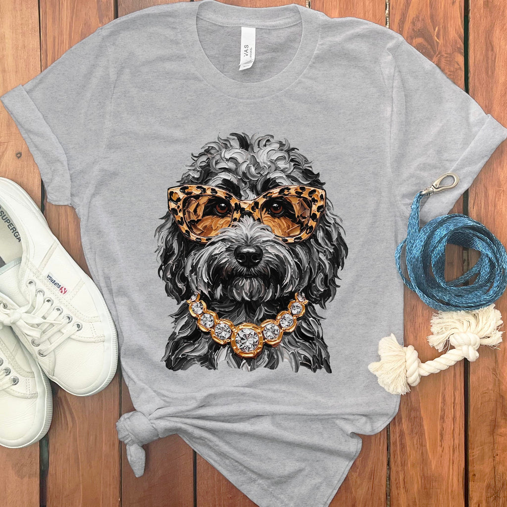 Merle Goldendoodle Glam T-Shirt in Athletic Heather / S by Puppy Jo