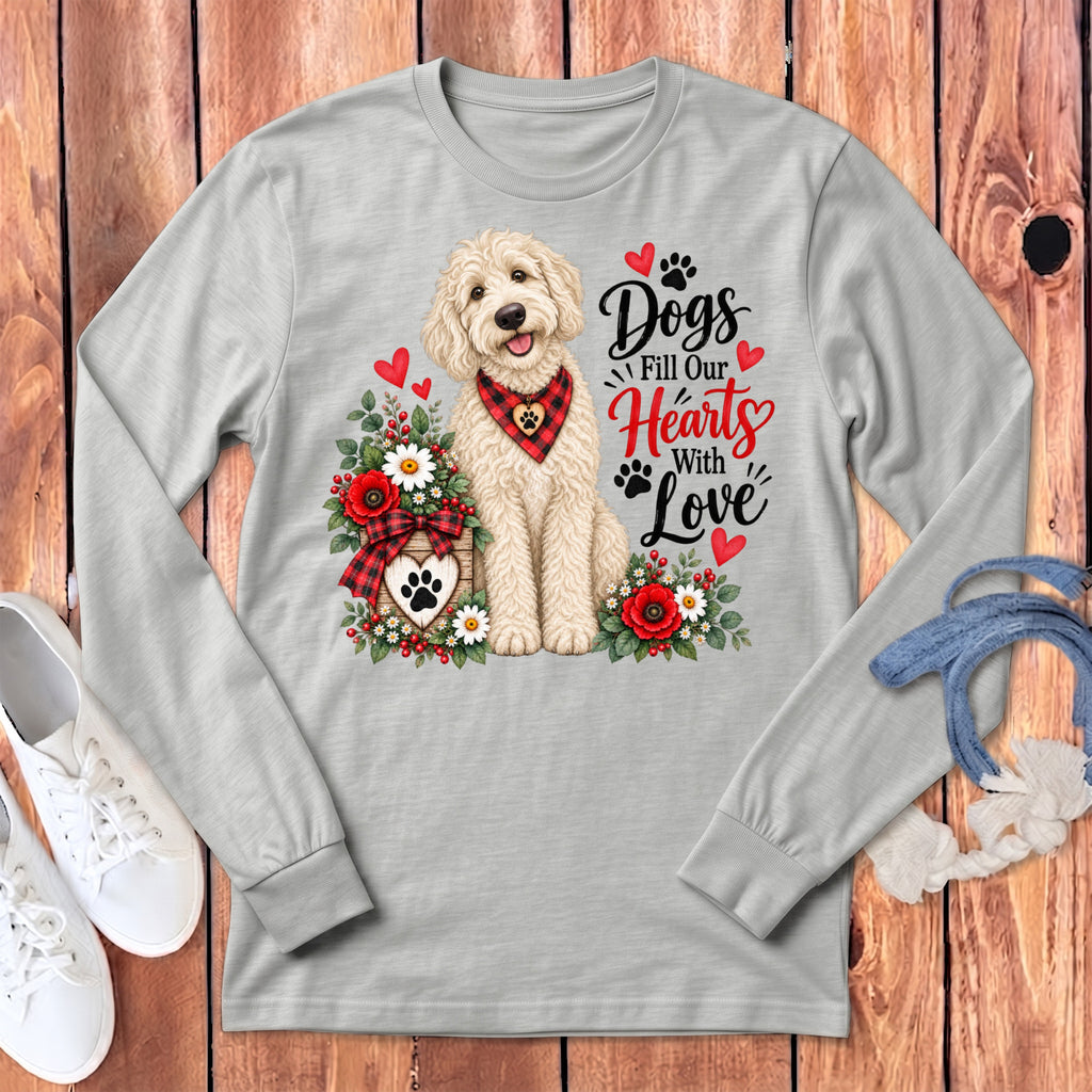 Cream Goldendoodle Hearts Love Long Sleeve T-Shirt