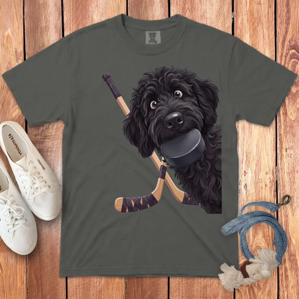 Black Goldendoodle Hockey Signature T-Shirt in Pepper / S by Puppy Jo