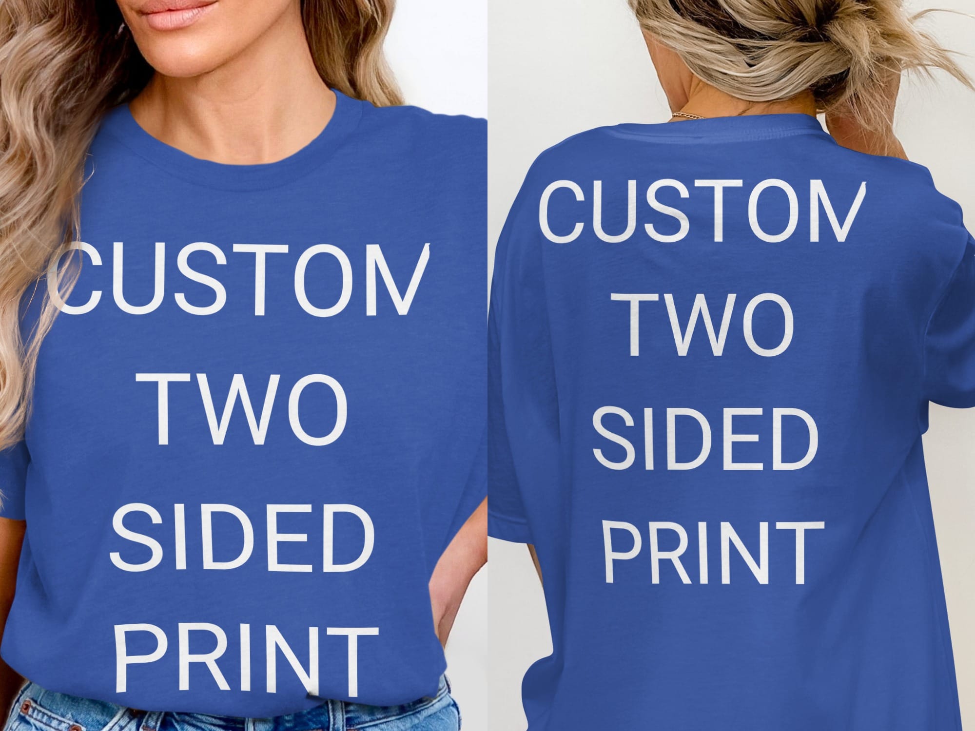 Your Ideas - One of a Kind Design - Custom Two-Sided T-Shirt in True Royal / S by Puppy Jo