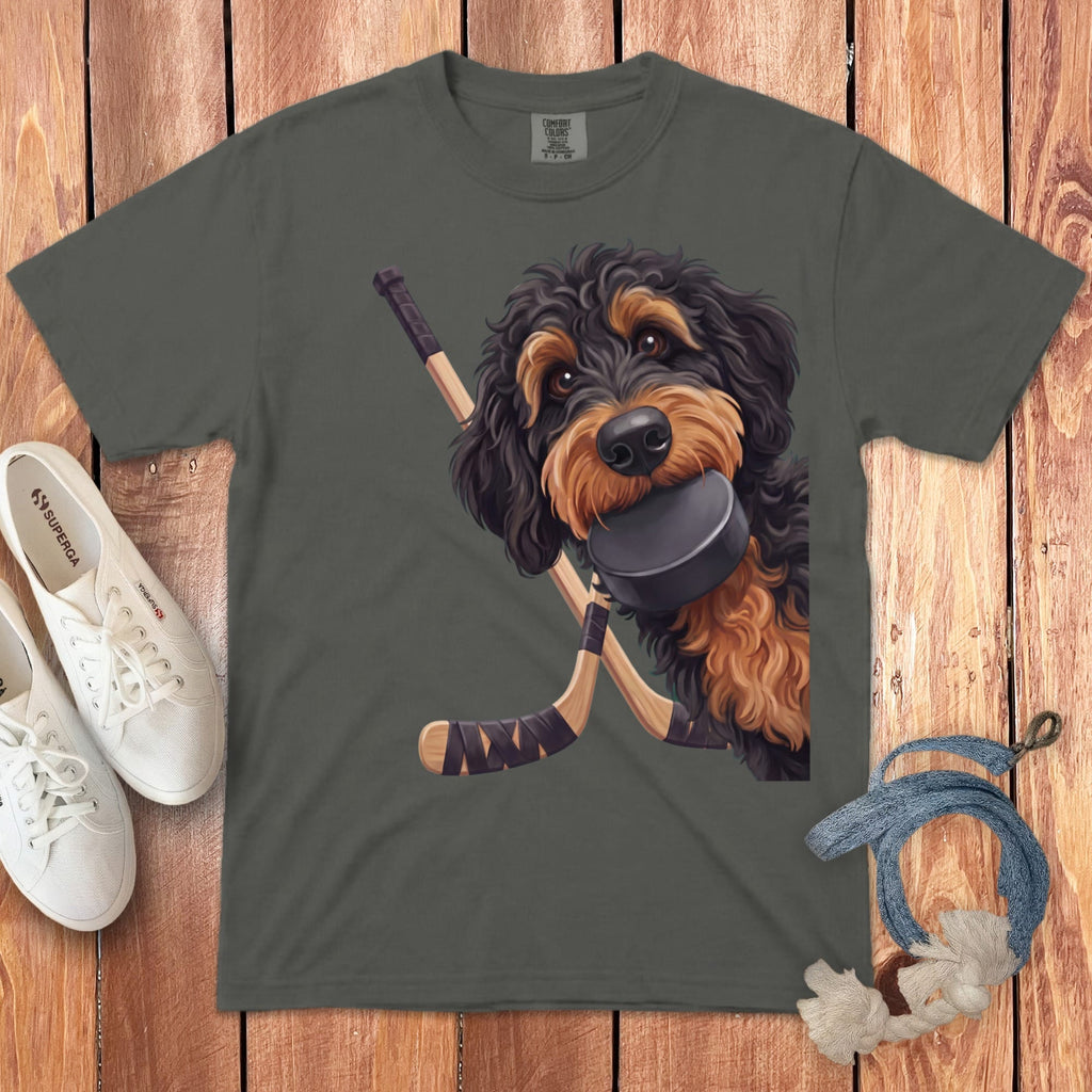 Phantom Goldendoodle Hockey Signature T-Shirt in Pepper / S by Puppy Jo