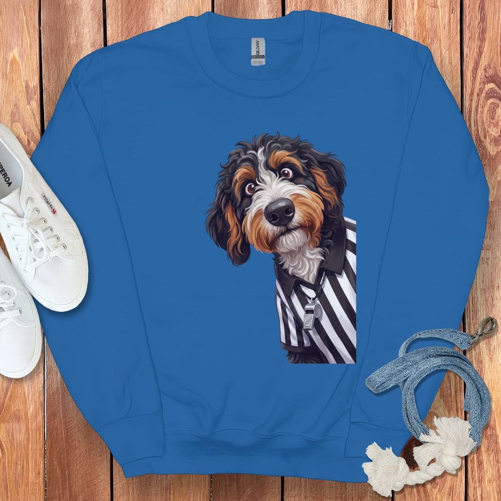 Bernedoodle Football Referee Sweatshirt in Royal / S by Puppy Jo