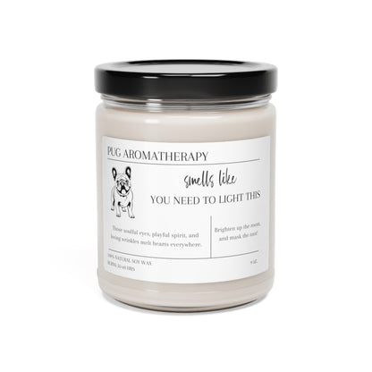 Pug Lover Scented Soy Candle, 9oz - PuppyJo Candle Clean Cotton / 9oz