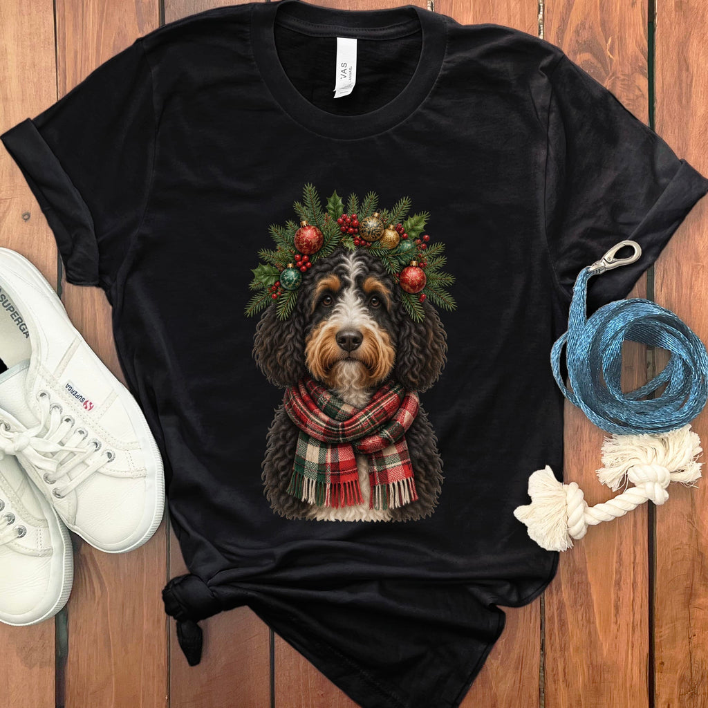 Bernedoodle Holiday Crown T-Shirt in Black / S by Puppy Jo