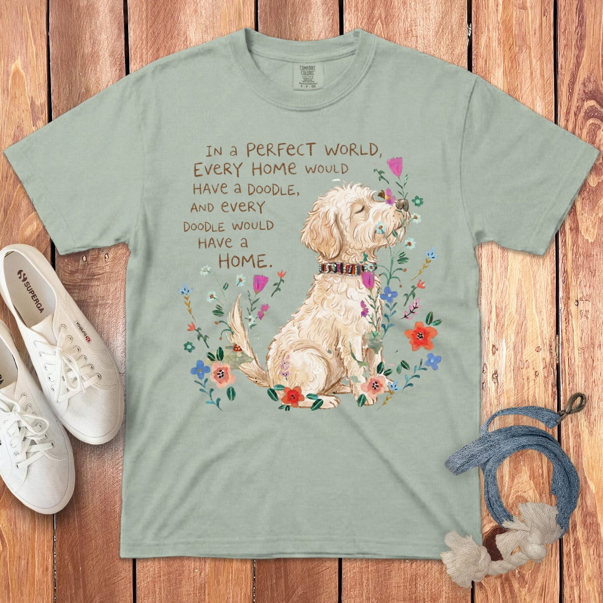 Perfect World Cream Goldendoodle Signature T-Shirt in Bay / S by Puppy Jo