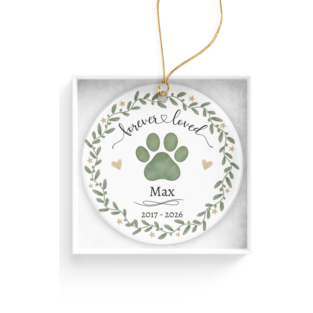 Personalized Pet Memorial Forever Loved Ornament in by AnywherePOD