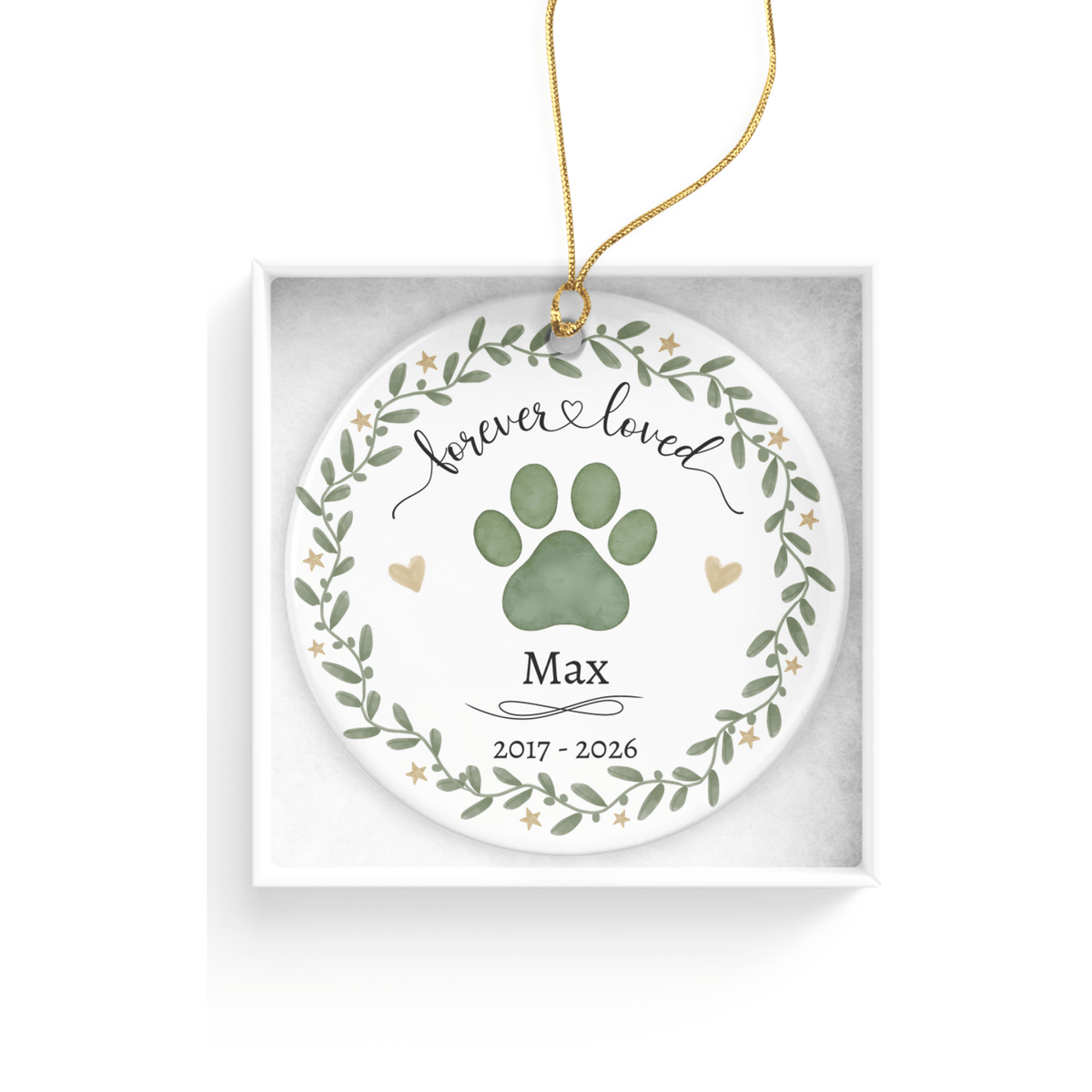 Personalized Pet Memorial Forever Loved Ornament in by AnywherePOD