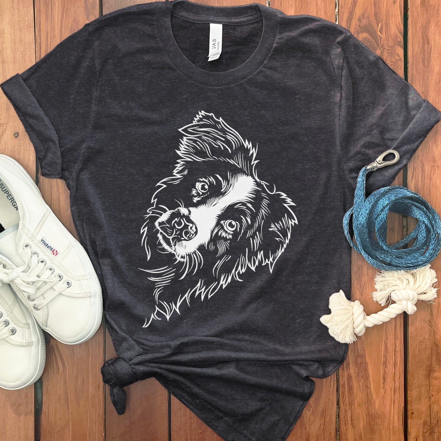 Playful Dog Graphic on Black T-Shirt product type