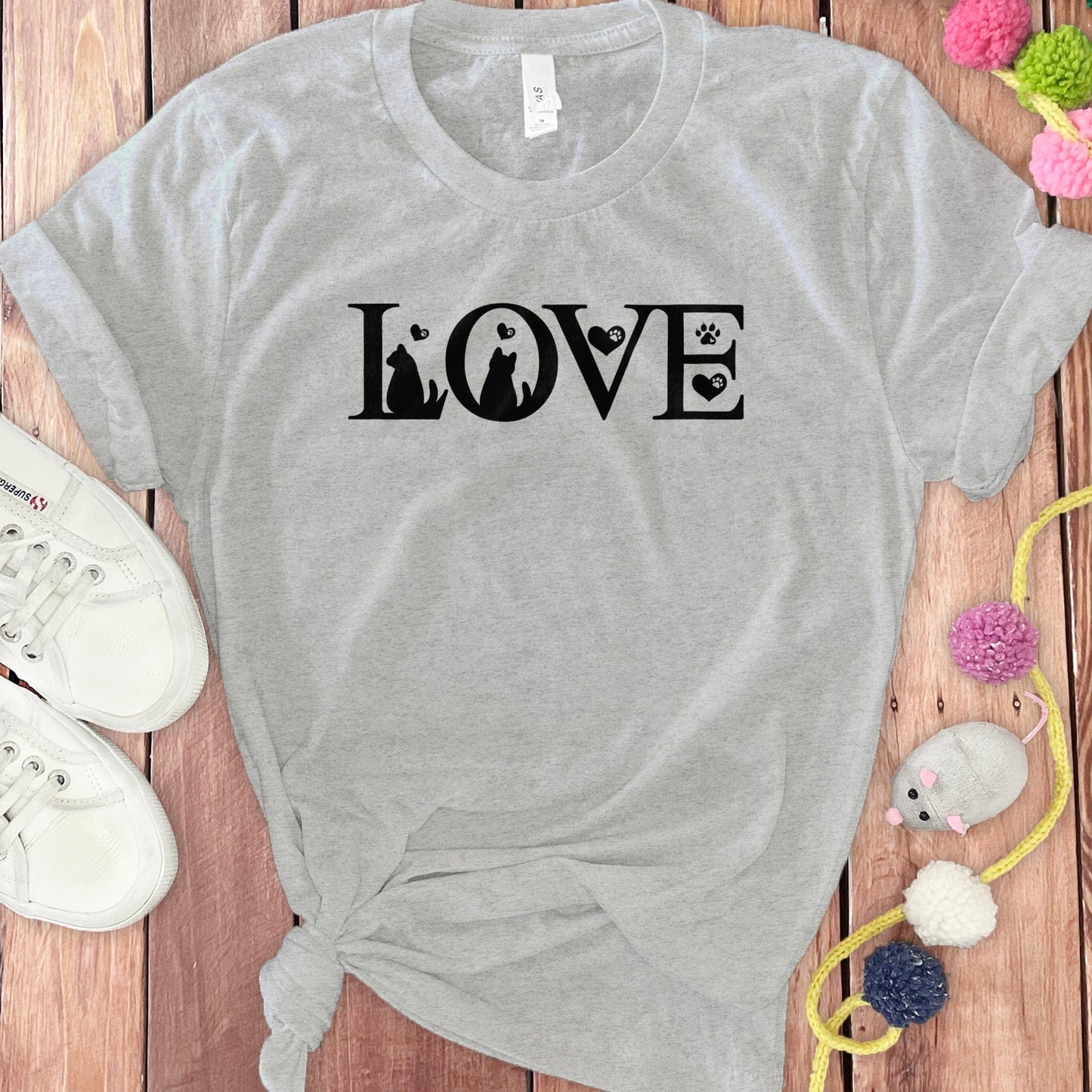 Cute Cat and Dog Love Graphic T-Shirt product type