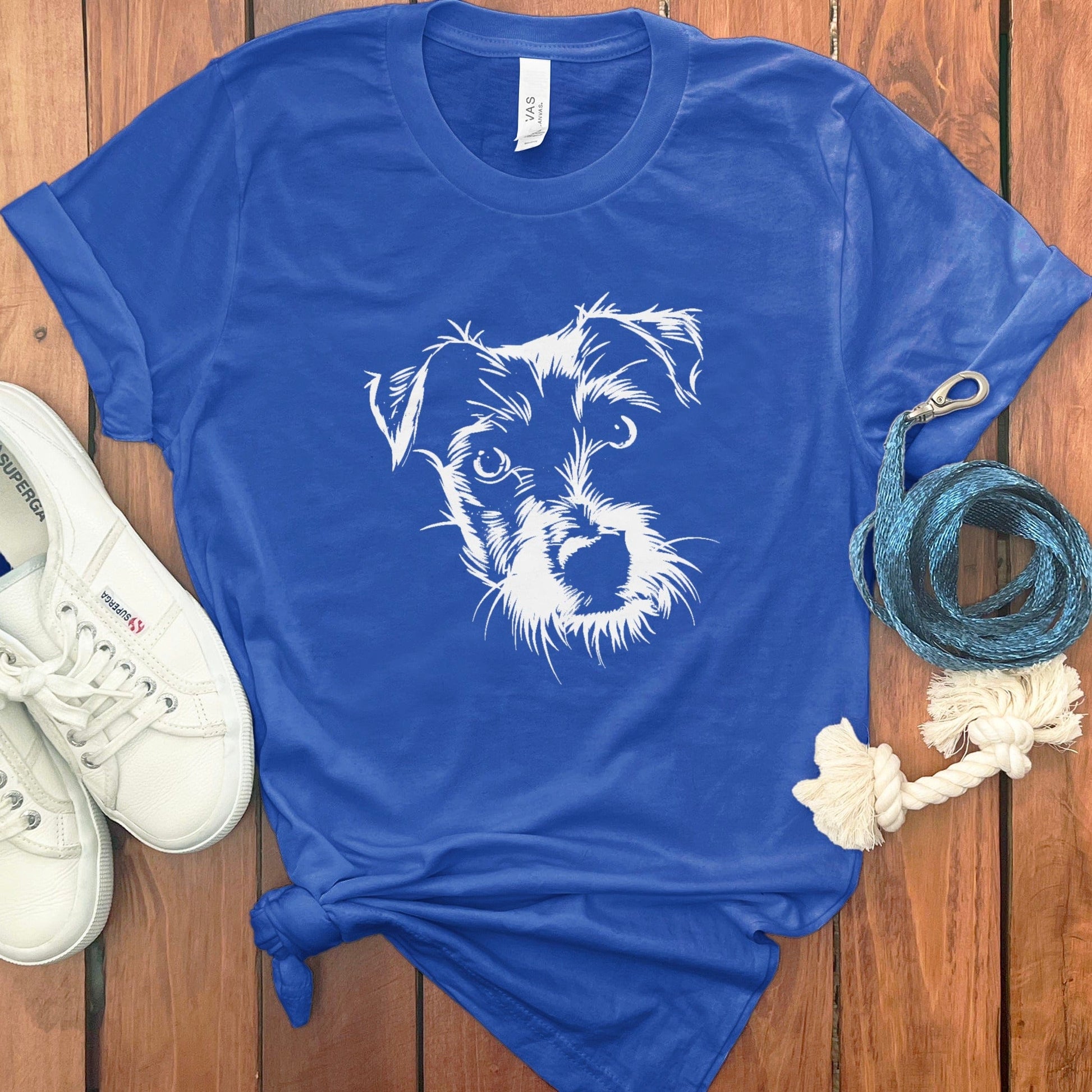Blue T-Shirt with White Dog Illustration Product Type
