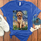 Cute Dog Art Print Tee in Vibrant Blue