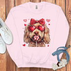 Cute Dog with Red Hearts and Sunglasses Sweatshirt