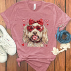 Adorable Dog with Hearts and Bow Valentine T-Shirt