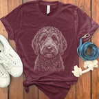 Maroon T-Shirt with Detailed Dog Illustration