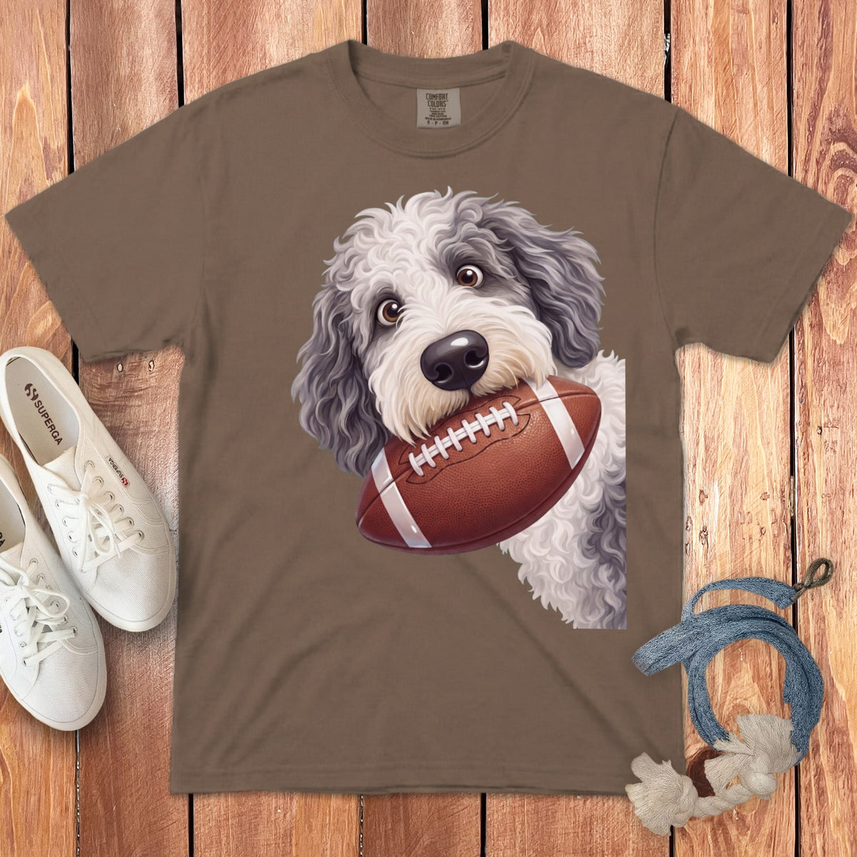 Sheepadoodle Football Signature T-Shirt in Espresso / S by Puppy Jo