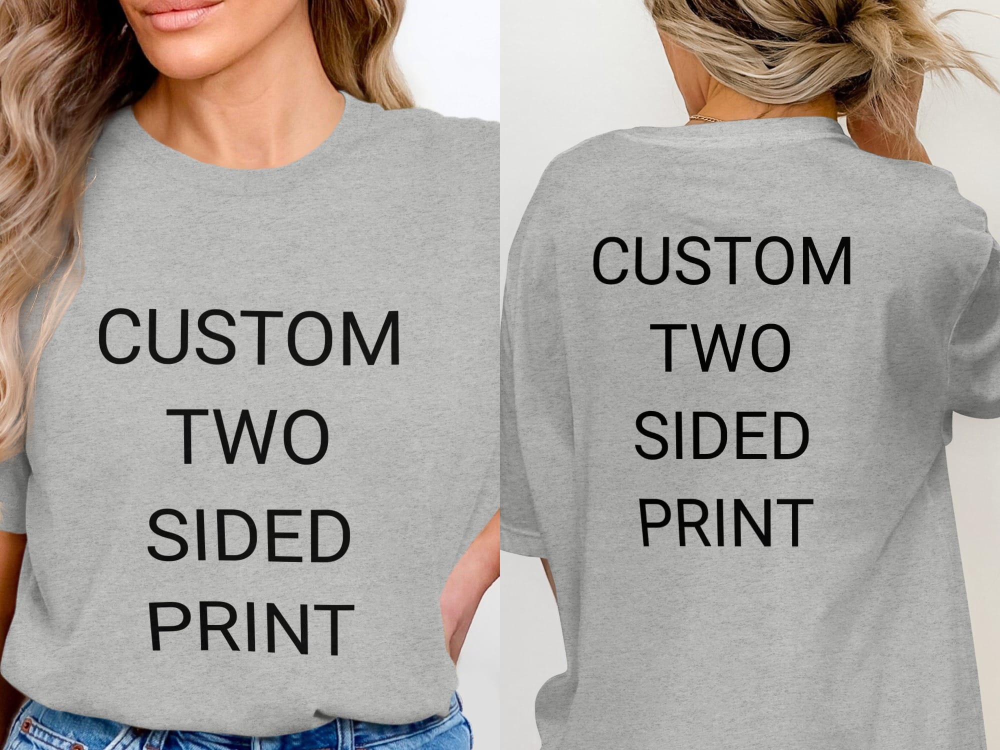 Your Ideas - One of a Kind Design - Custom Two-Sided T-Shirt in Athletic Heather / S by Puppy Jo