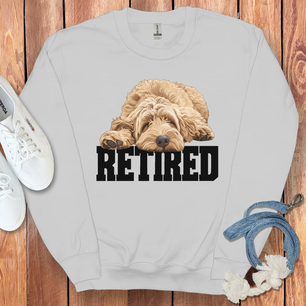 Retired Sleeping Golden Goldendoodle Sweatshirt in Sport Grey / S by Puppy Jo