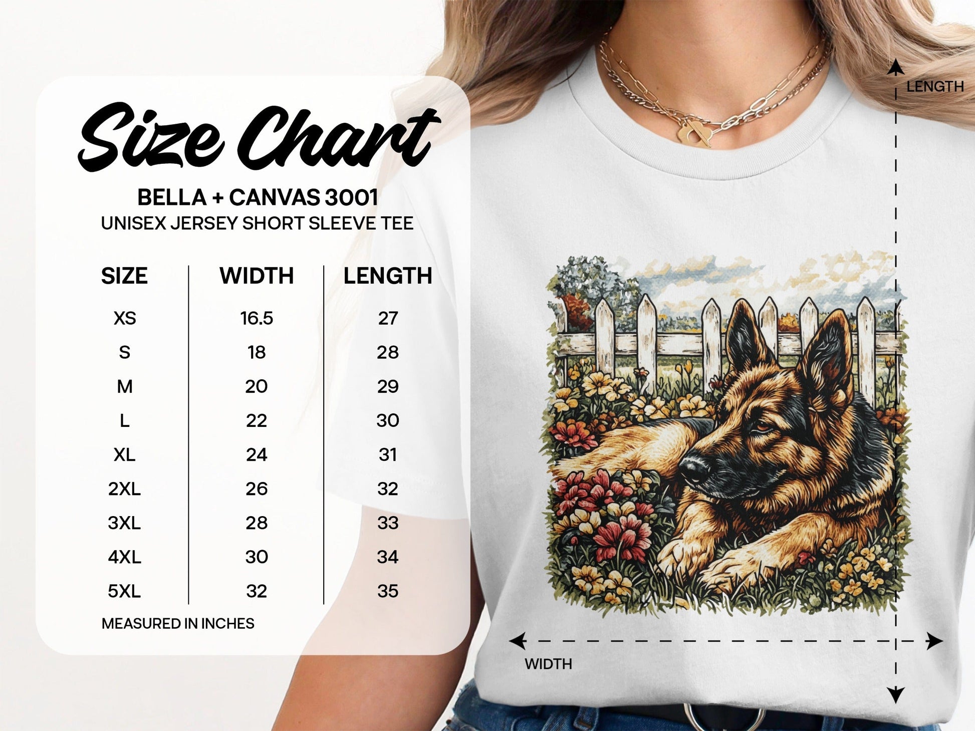 German Shepherd Garden Scene Short Sleeve Tee product
