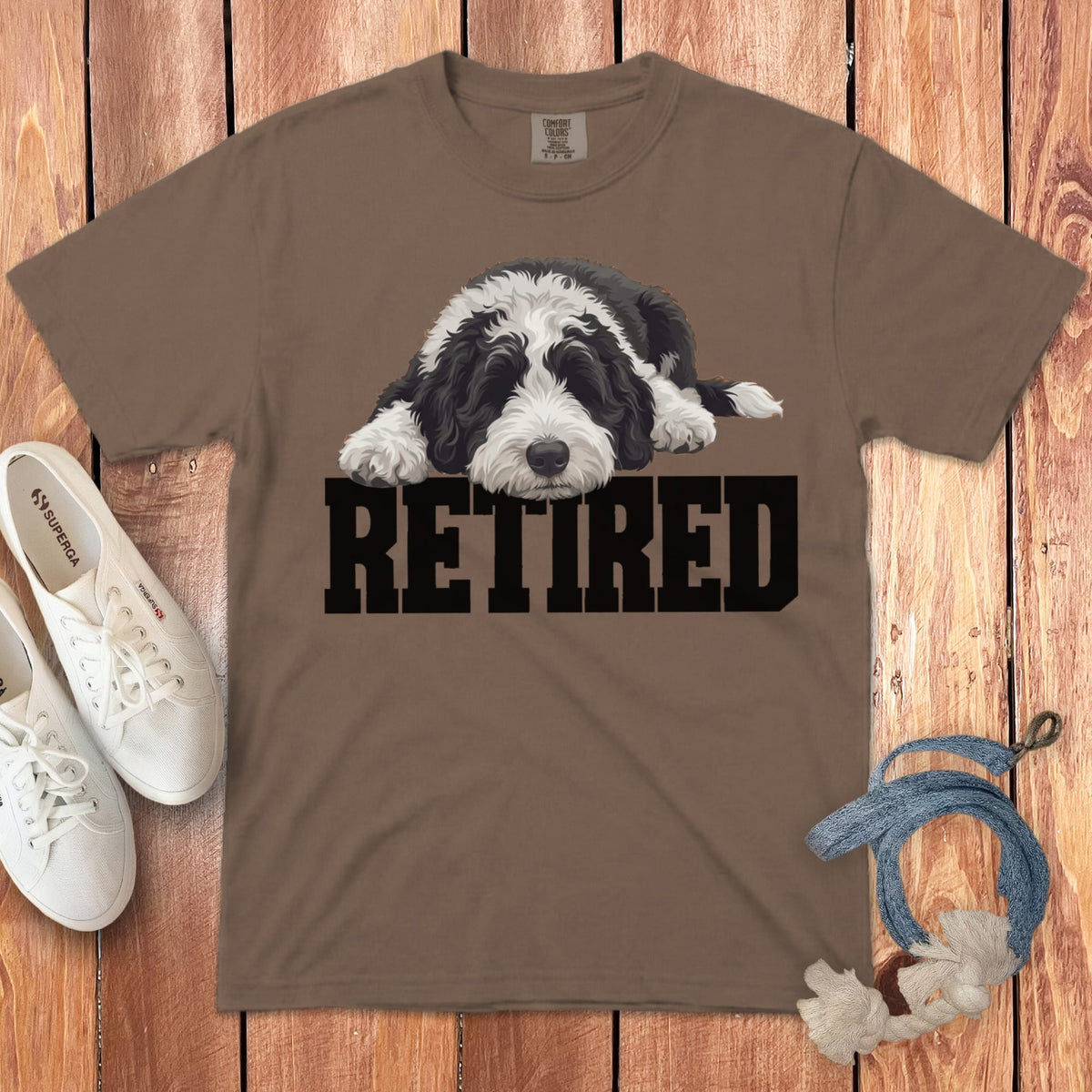 Retired Sleeping Sheepadoodle Signature T-Shirt in Espresso / S by Puppy Jo